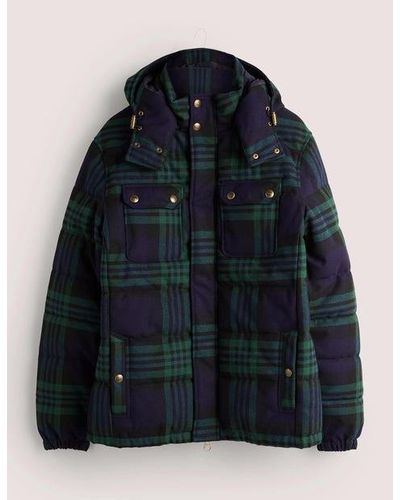 Boden Check Puffer - Blue