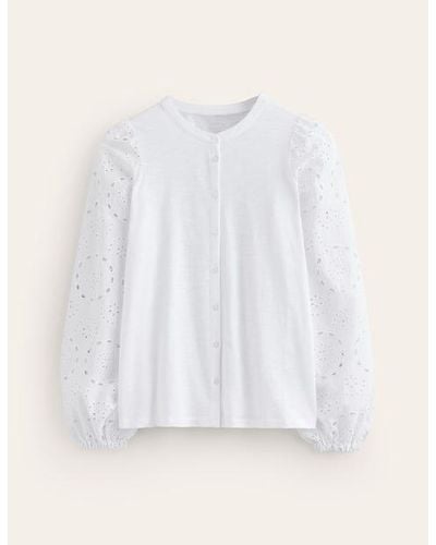 Boden Marina Besticktes Hemd Damen - Weiß