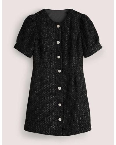 Boden Metallic Textured Mini Dress - Black