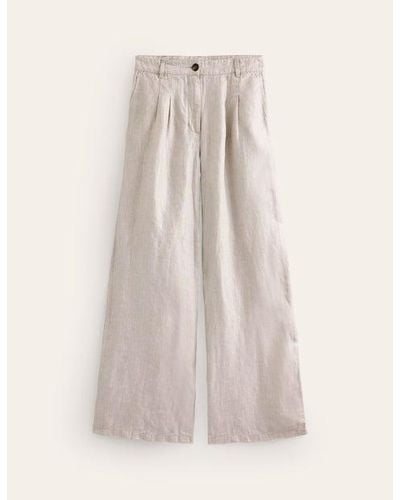 Boden Regent Pleat Linen Trousers Metallic - Multicolour