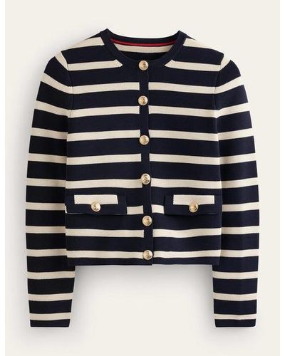 Boden Cropped Knitted Jacket - Blue