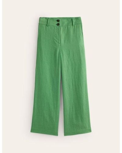Boden Westbourne Cropped Linen Trousers - Green