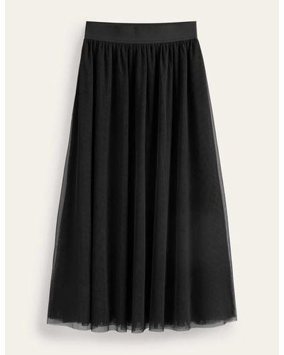 Boden Tulle Full Midi Skirt - Black