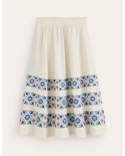 Boden Layla Embroidered Midi Skirt - Blue