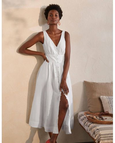 Boden Jemima Linen Midi Dress , - White