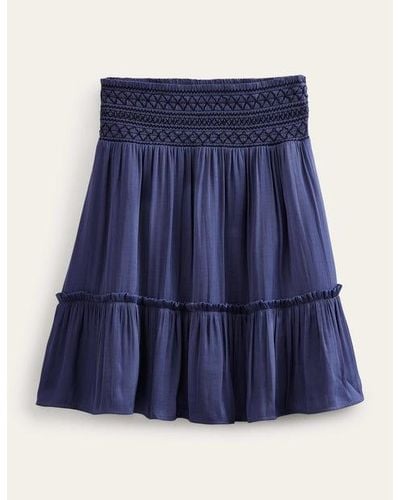 Boden Shirred Waist Mini Skirt - Blue