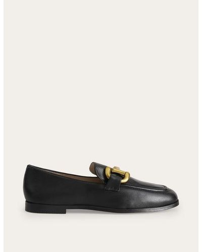 Boden Iris Leather Snaffle Trim Loafers - Black