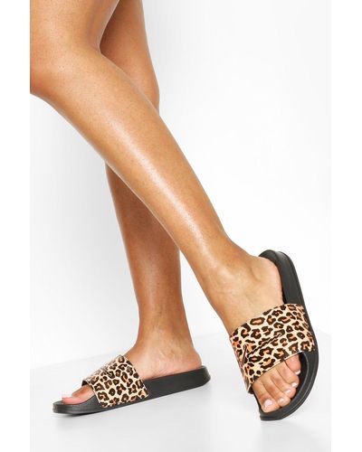 eda leopard leather sliders