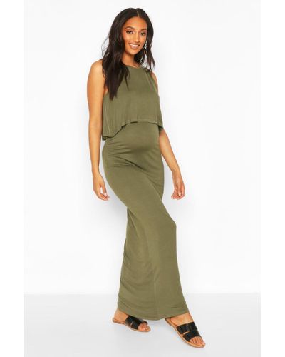 Boohoo Maternity Nursing Maxi Dress in Green - Lyst