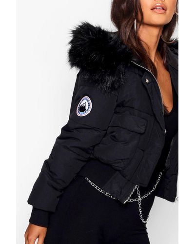cropped coat with fur hood