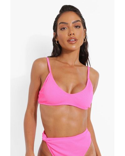 hot pink ribbed bikini