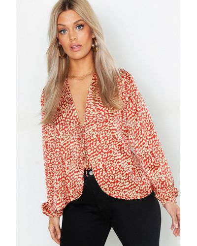 boohoo leopard print blouse