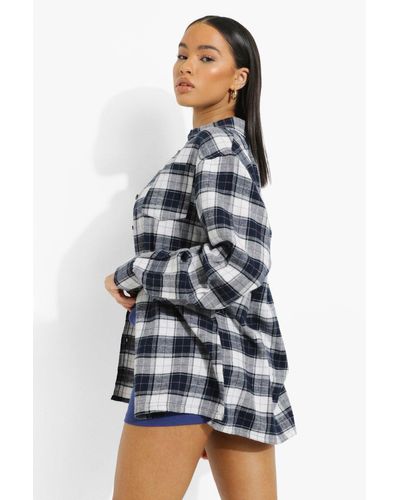 Boohoo Oversized Flannel Shirt, Tartan 