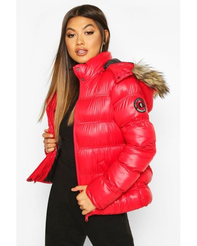 boohoo red parka