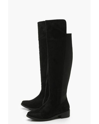 wide fit black knee high boots