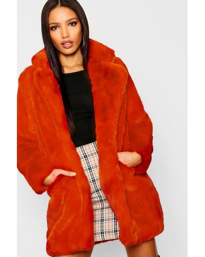 burnt orange fur jacket