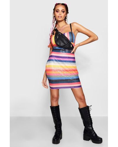 boohoo rainbow sequin dress