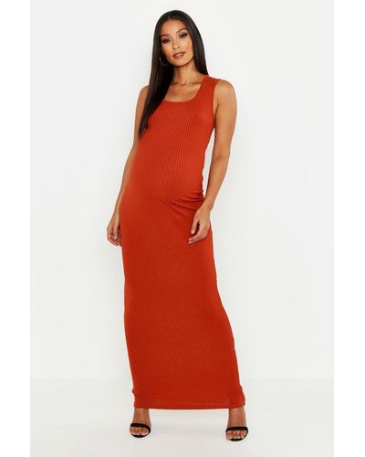 orange maternity maxi dress