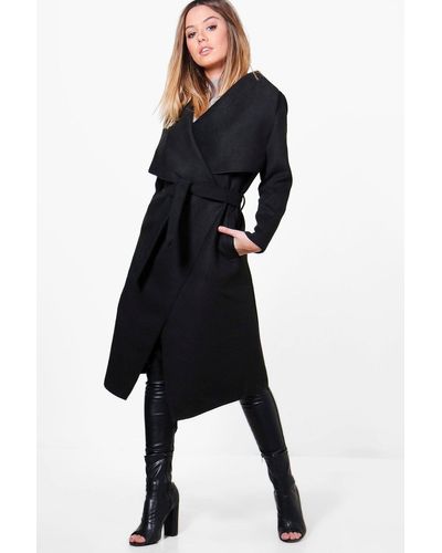 black waterfall coat petite
