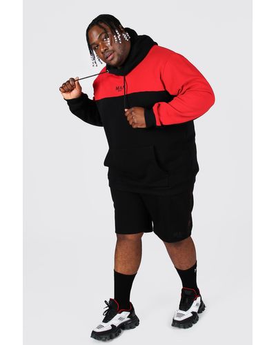 boohooman red joggers