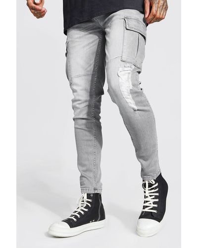 boohooman cargo pants grey