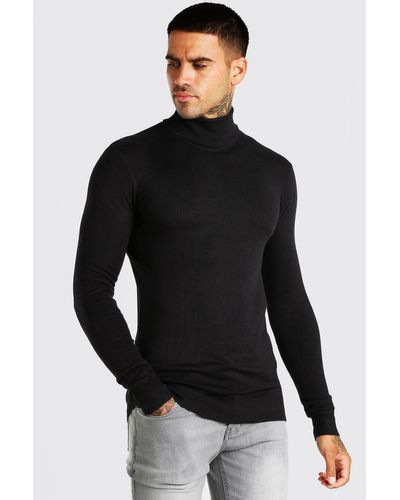 mens black turtleneck muscle fit