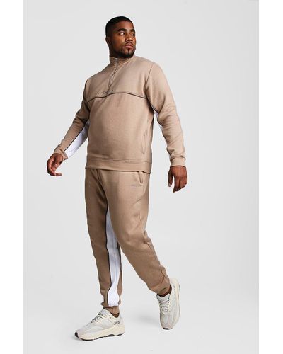 BoohooMAN Cotton Big And Tall Half Zip Contrast Panel Tracksuit for Men - Lyst