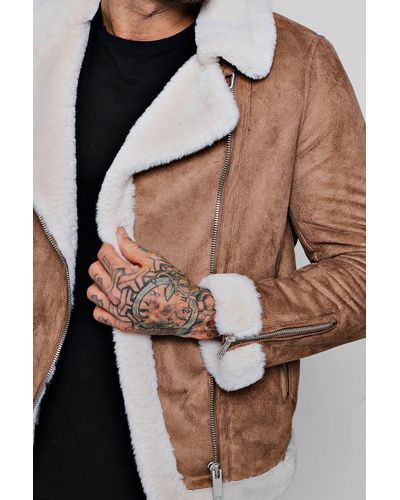 suede fur aviator jacket