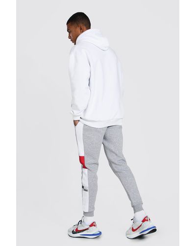 BoohooMAN Synthetic Skinny Man Official Colour Block Joggers in Grey (Gray) for Men - Lyst