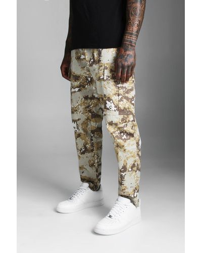 BoohooMAN Denim Camo Cargo Trouser in Brown for Men - Lyst