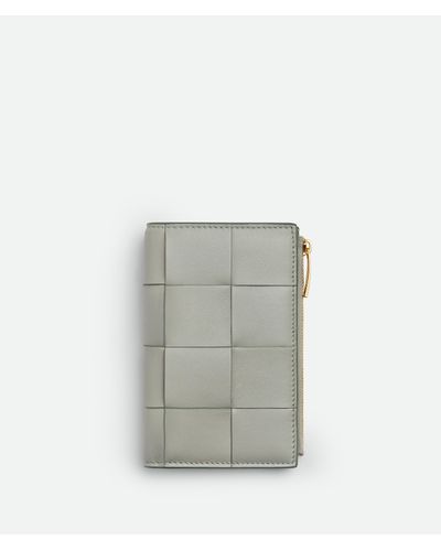 Bottega Veneta Medium Cassette Bi-Fold Zip Wallet - Gray