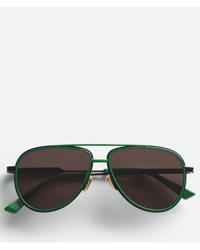 Bottega Veneta Rim Aviator Sunglasses - Green