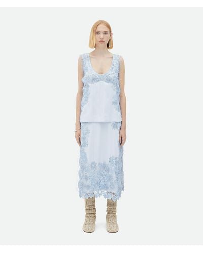 Bottega Veneta Viscose Dress With Lace Embroidery - Blue
