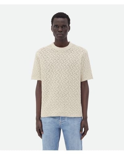 Bottega Veneta Crocheted Cotton T-shirt - Natural
