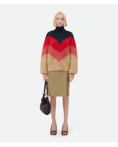 Bottega Veneta Wool Mohair Chevron Sweater - Red