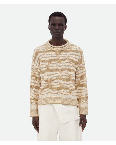 Bottega Veneta Distorted Stripe Cotton Sweater - Natural