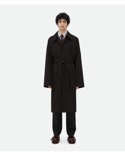 Bottega Veneta Cotton Silk Parka With Check Lining - Black