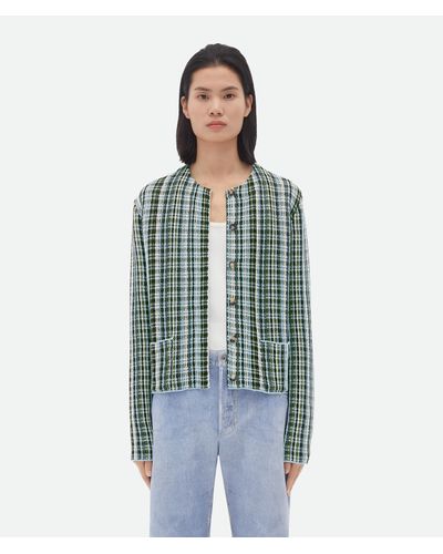 Bottega Veneta Veste À Carreaux En Coton Et Viscose - Vert