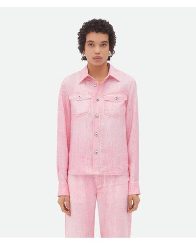 Bottega Veneta Bedrucktes Hemd Aus Denim Und Viskose - Pink