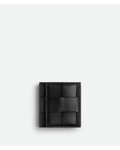 Bottega Veneta Cassette Tri-Fold With Origami Coin Purse - Black