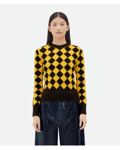 Bottega Veneta Argyle Intarsia Wool Sweater - Yellow