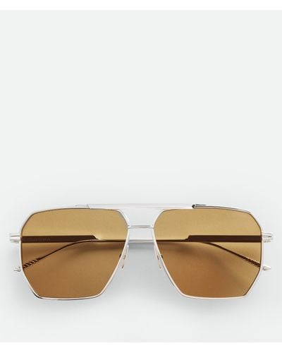 Bottega Veneta Classic Sonnenbrille In Pilotenform - Natur