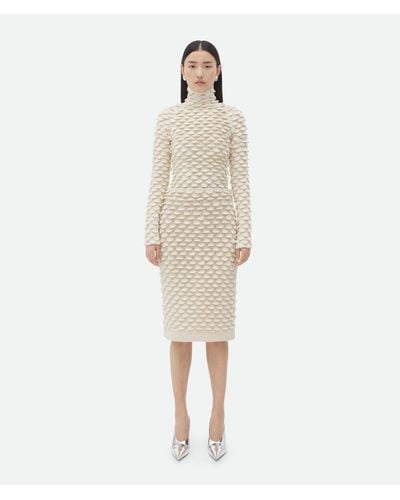 Bottega Veneta Fish Scale Wool Midi Skirt - Natural