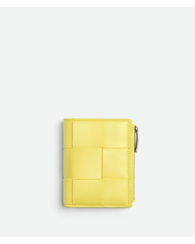 Bottega Veneta Small Cassette Bi-Fold Zip Wallet - Yellow