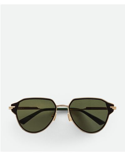 Bottega Veneta Glaze Sonnenbrille In Pilotenform Aus Metall - Grün