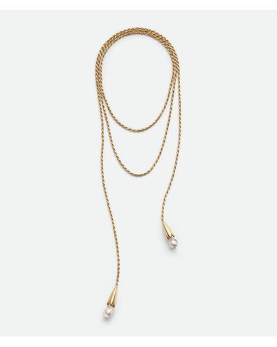 Bottega Veneta Pearl Scarf Necklace - White