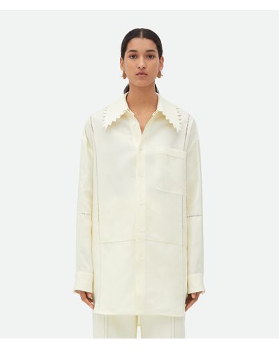 Bottega Veneta English Embroidery Linen Shirt - White