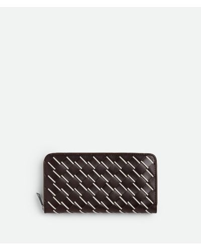 Bottega Veneta Intrecciato Zip Around Wallet - Black