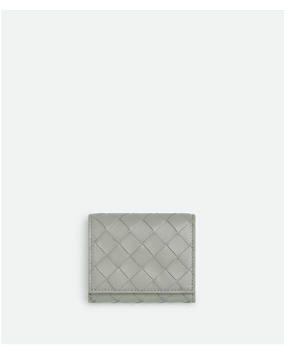 Bottega Veneta Intrecciato Tri-Fold Zip Wallet - White