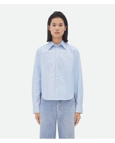 Bottega Veneta Printed Leather Check Shirt - Blue